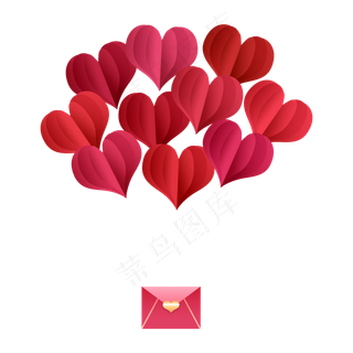七夕爱心气球情书信封