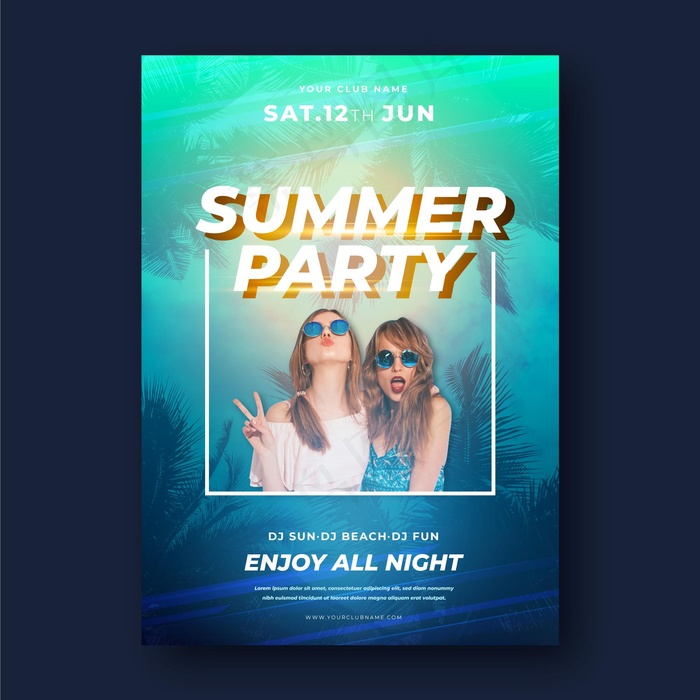 带图片的夏季聚会宣传单,DM传单模板