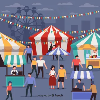 夜市上的一群人