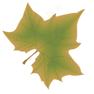 一片秋天的卡通树叶免抠图