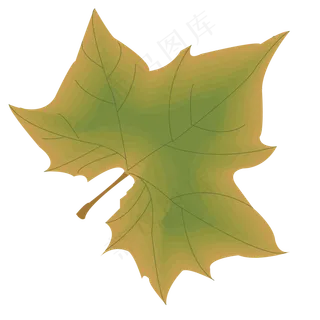 一片秋天的卡通树叶免抠图