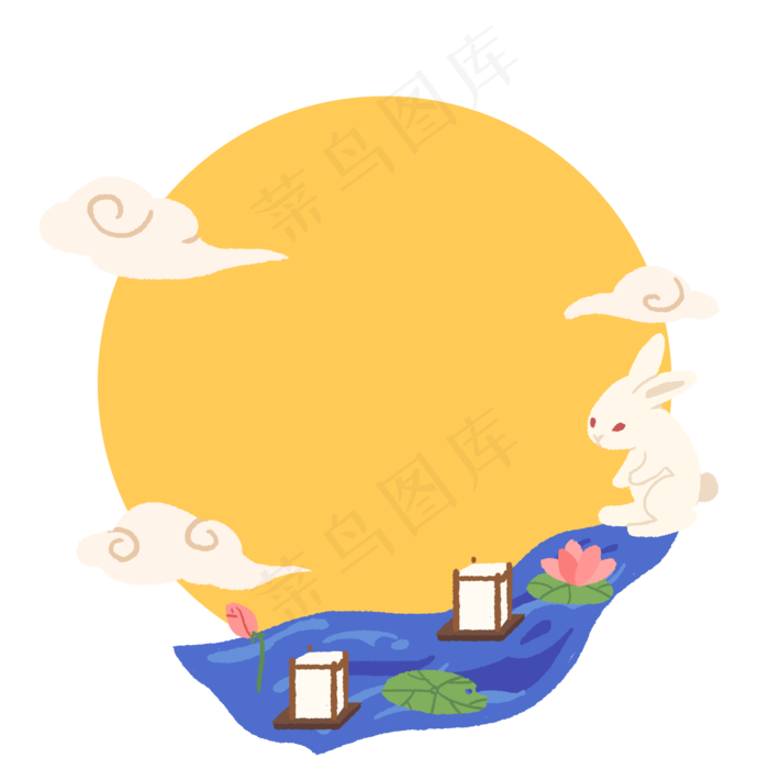 中秋花灯边框(2000X2000(DPI:300))psd模版下载