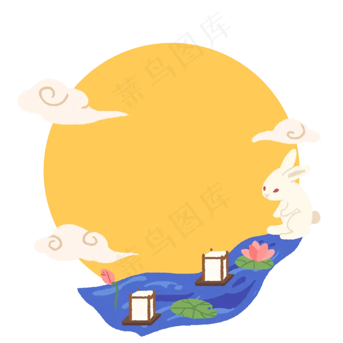 中秋花灯边框(2000X2000(DPI:300))psd模版下载