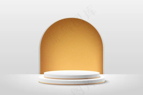 抽象的白色和金色圆形产品展示 抽象的白色和金色圆形产品展示