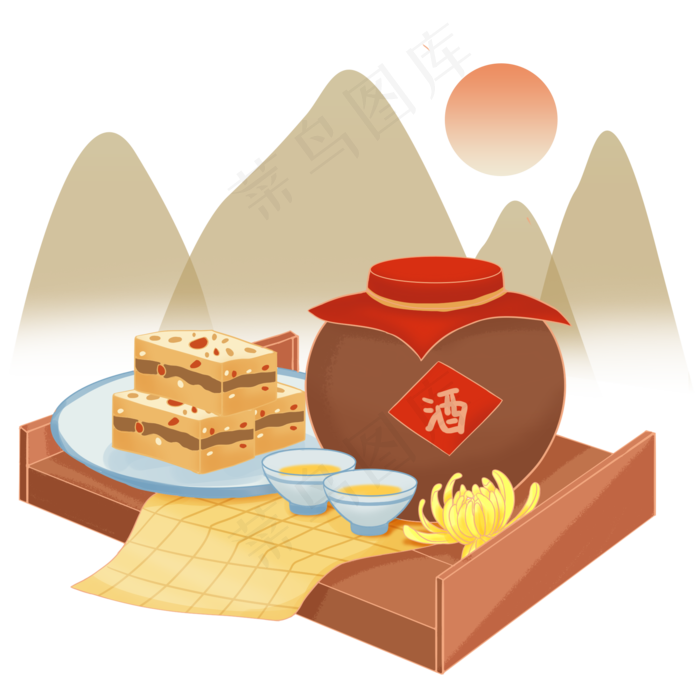 国潮重阳节菊花酒