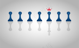 领导理念用一组棋子与棋子一块投下一个王者的影子来说明。