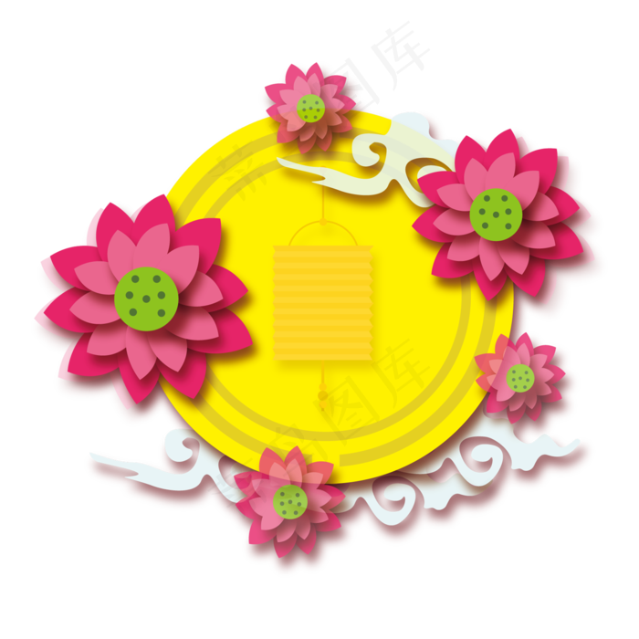 中秋节悬灯结彩手绘图案(3000X3000(DPI:300))ai矢量模版下载