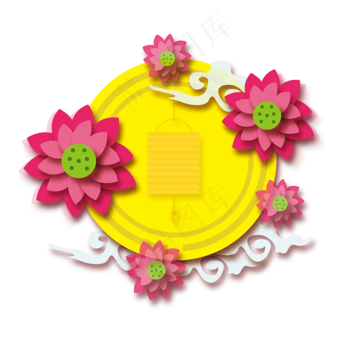 中秋节悬灯结彩手绘图案(3000X3000(DPI:300))ai矢量模版下载