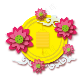 中秋节悬灯结彩手绘图案