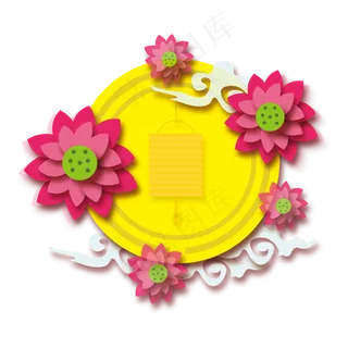 中秋节悬灯结彩手绘图案