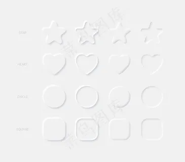 光的中性设计元素圆形星心圆形正方形在不同的光背景变化