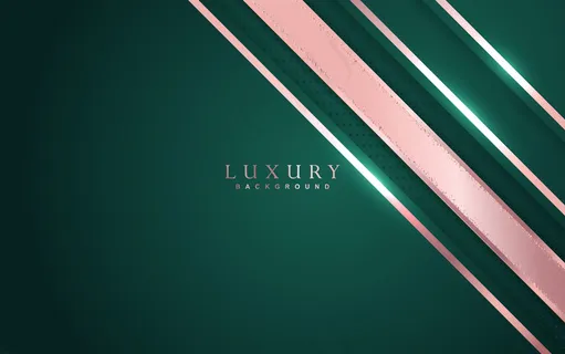 奢华的绿色背景，玫瑰金装饰