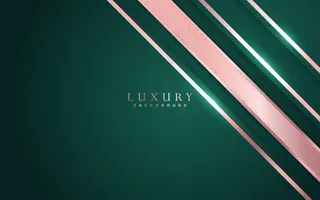奢华的绿色背景，玫瑰金装饰