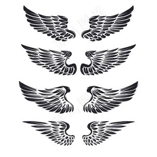 白色背景上的复古翅膀。标志，标签，徽章，标志，商标的要素。