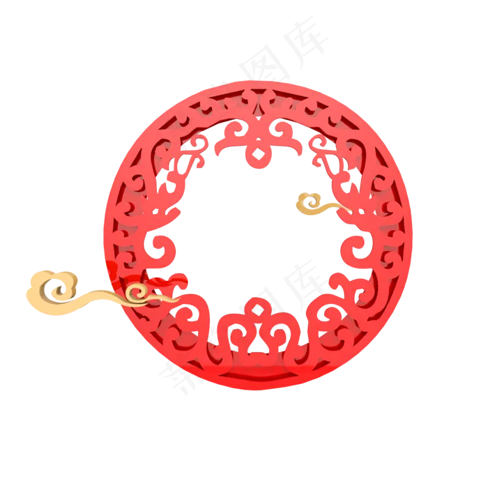 C4D剪纸复古中国风立体装饰(2000X2000)
