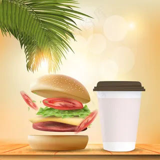 美味的汉堡。图文并茂的波基背景上的真实汉堡。