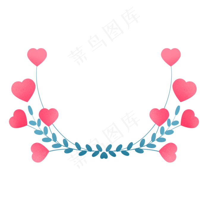 七夕情人节爱心植物花环边框(2000X2000(DPI:300))psd模版下载