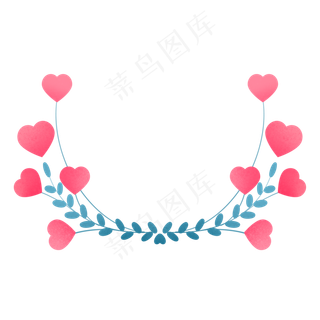 七夕情人节爱心植物花环边框