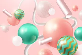 粉色和绿色球体的真实背景