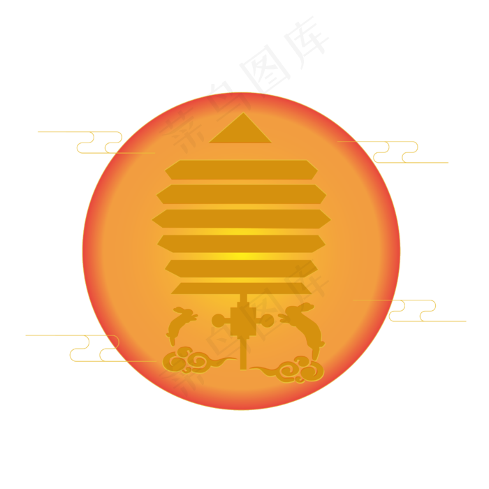 手绘中秋节月亮和兔子(2000X2000(DPI:300))ai矢量模版下载