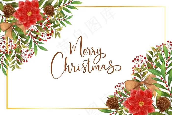 水彩画圣诞背景eps,ai矢量模版下载