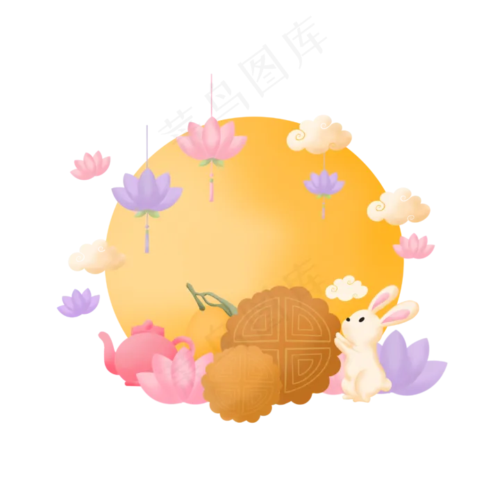 中秋花好月圆(3000X3000(DPI:300))psd模版下载