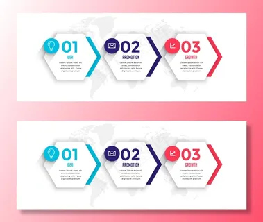 六边形风格三步式业务信息图形模板