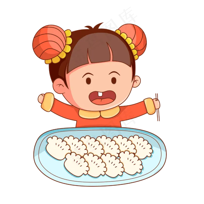 立冬二十四节气中国传统小孩吃饺(3000X3000(DPI:300))psd模版下载