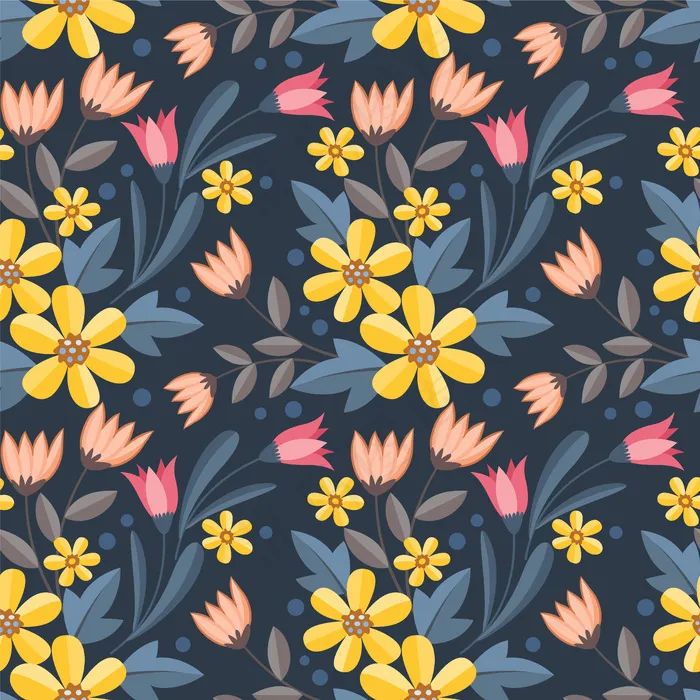 彩色花朵图案织物壁纸的无缝图案。eps,ai矢量模版下载