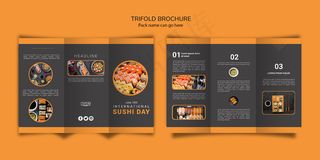 国际寿司日三折页小册子模板