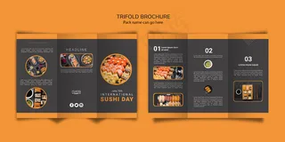 国际寿司日三折页小册子模板