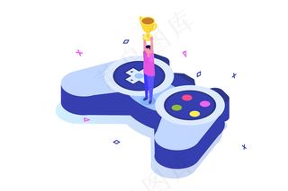 电子竞技或赛博竞技电脑游戏等轴测概念。