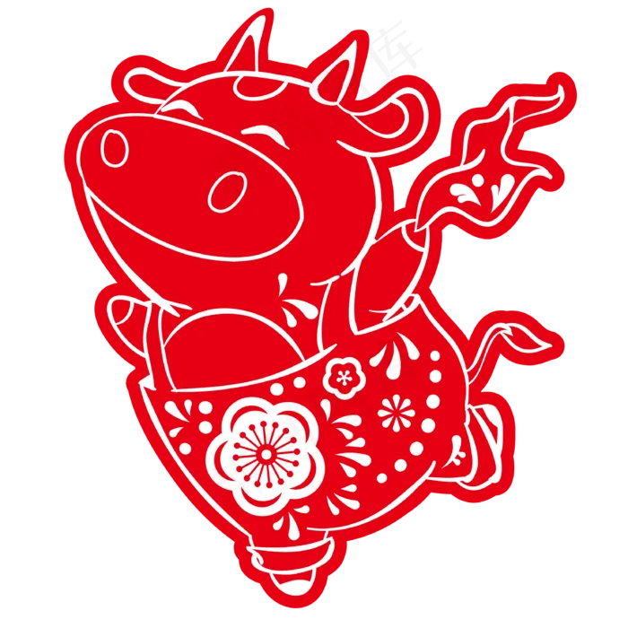 剪纸牛年(3333*3333px 300 dpi )ai矢量模版下载