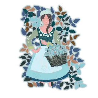 二十四节气寒露美少女采摘图田园