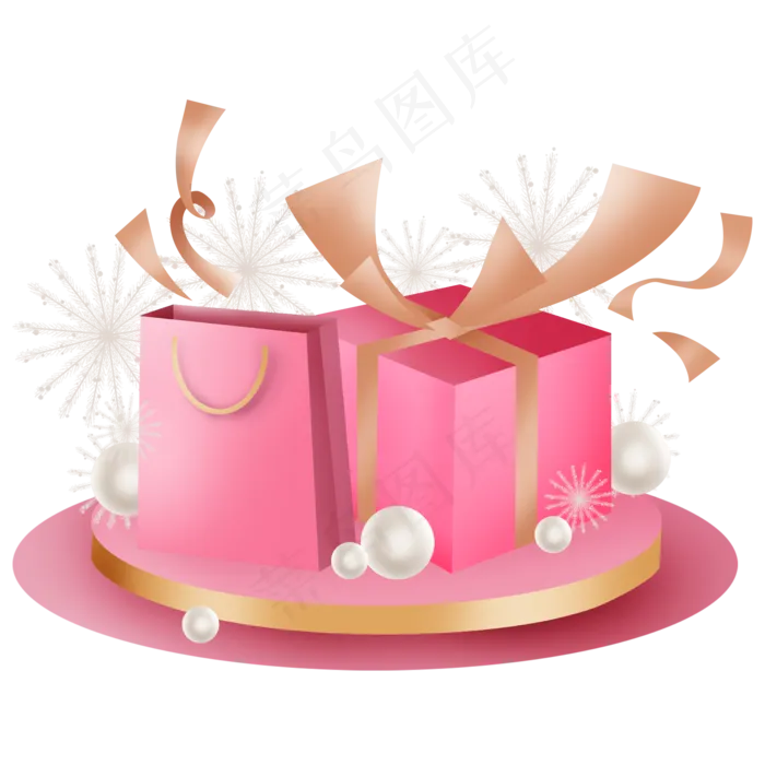 粉色礼盒和粉色购物袋(2000X2000(DPI:300))psd模版下载
