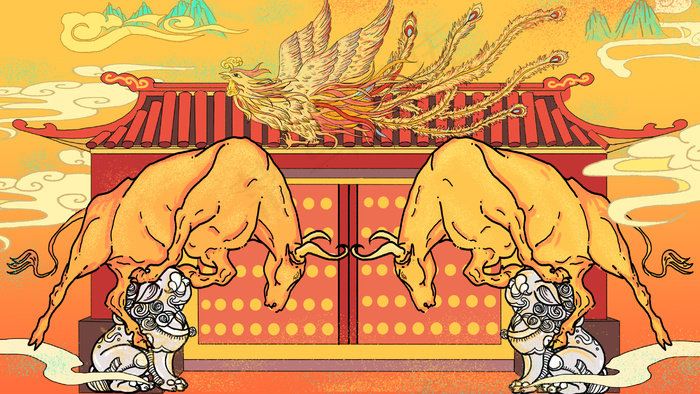 2021春节牛年牛气冲天(2880*1620px 300dpi )psd模版下载