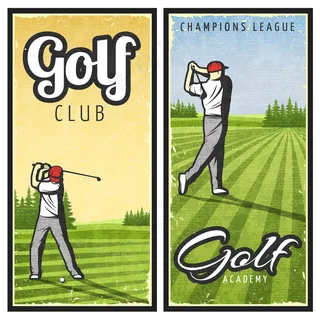 彩色复古高尔夫横幅banner