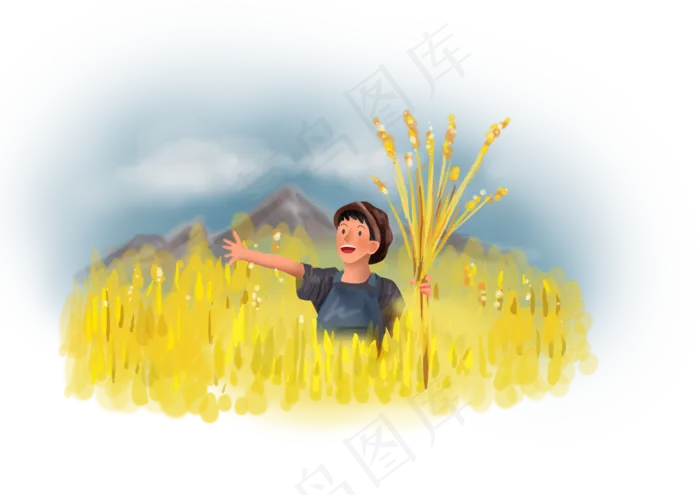 立秋手绘丰收麦子(4961X3508(DPI:300))psd模版下载