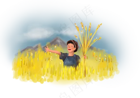 立秋手绘丰收麦子