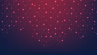 技术抽象线和点连接六边形的背景。六边形网格。