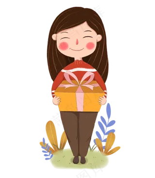 手绘双十一拿快递的女生下载