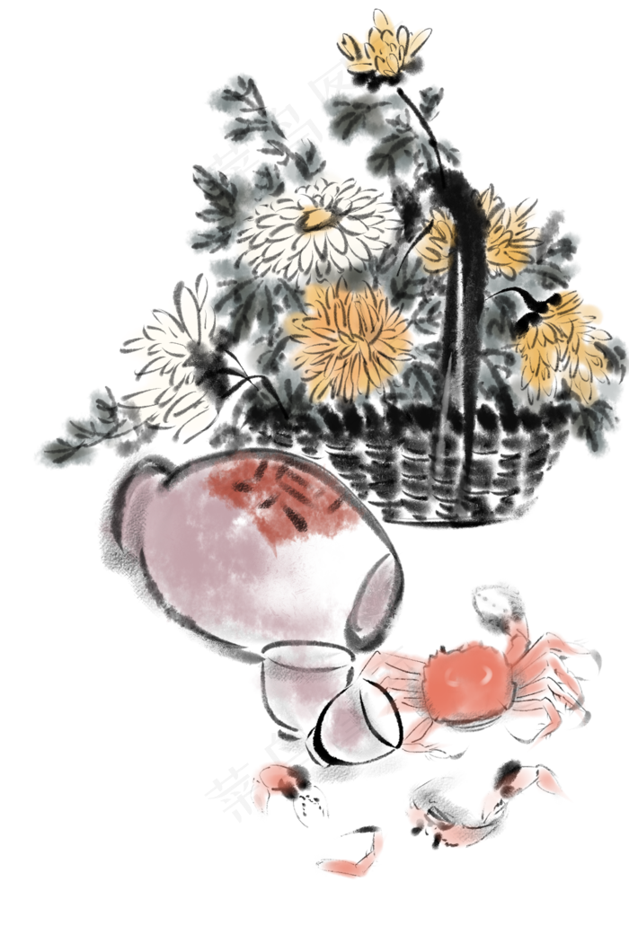 重阳节菊花酒水(1024X1536(DPI:299))psd模版下载