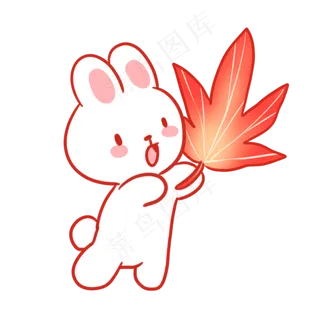 白兔与枫叶