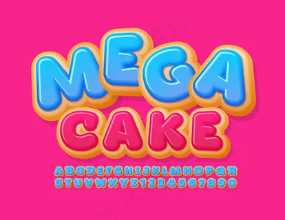 矢量促销横幅banner大减价与甜蛋糕字体。蓝釉甜甜圈字母和数字