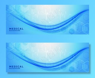 带波浪的蓝色医疗保健横幅banner