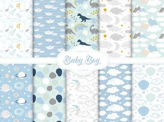 小男婴托儿所可爱无缝图案系列