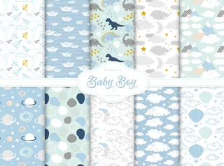 小男婴托儿所可爱无缝图案系列