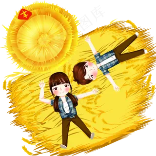 秋天稻谷丰收季png透明底