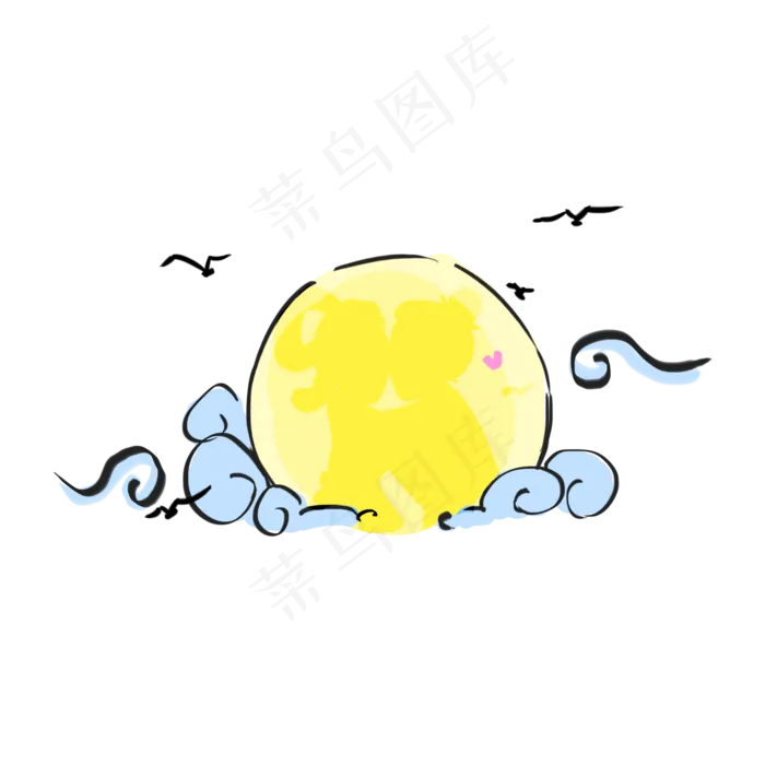 七夕节牛郎织女手绘卡通(2000X2000(DPI:300))psd模版下载