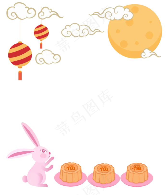 中秋节八月十五边框月兔(4000*4653px 300 dpi )ai矢量模版下载